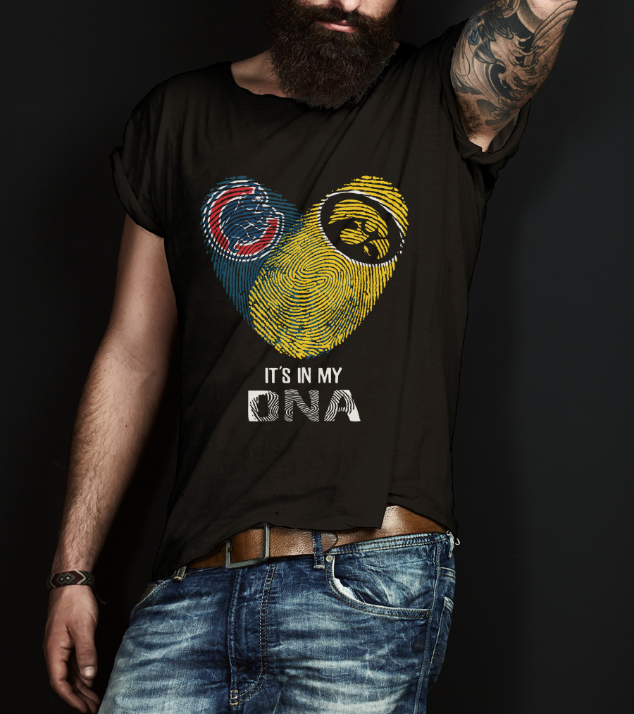 Chicago Cubs Iowa Hawkeyes It's In My Dna Fingerprint Heart T-Shirt