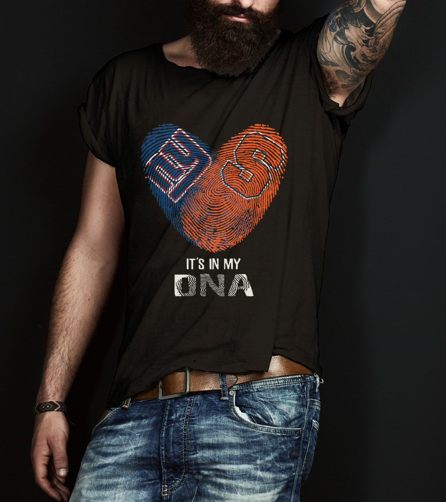Giants Syracuse Orange It's In My DNA Heart Fingerprint T-Shirt