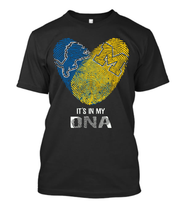 Lions Michigan Wolverines Heart Shaped Fingerprint It's In My Dna T-Shirt