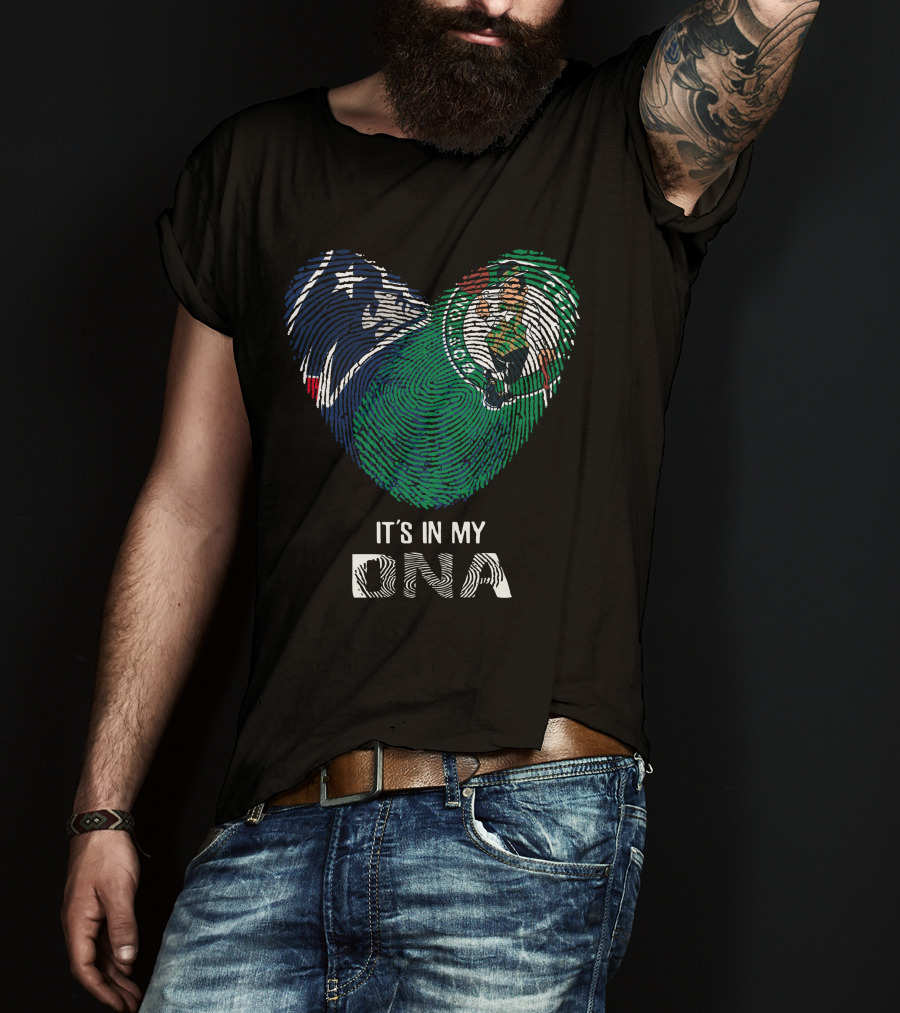 Patriots Celtics Heart DNA Fingerprint με τα λογὀτυπα των Patriots και Celtics T-Shirt