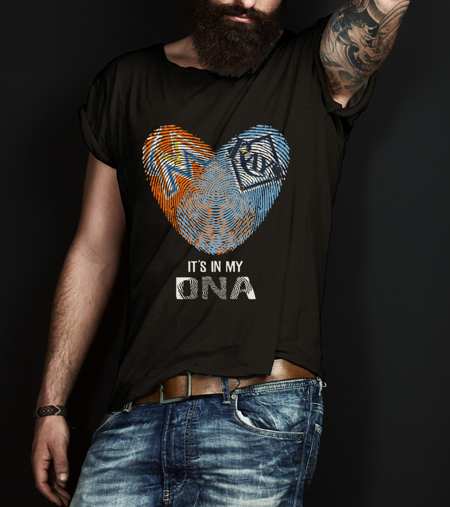It's In My DNA Rays Marlins Heart Fingerprint T-Shirt