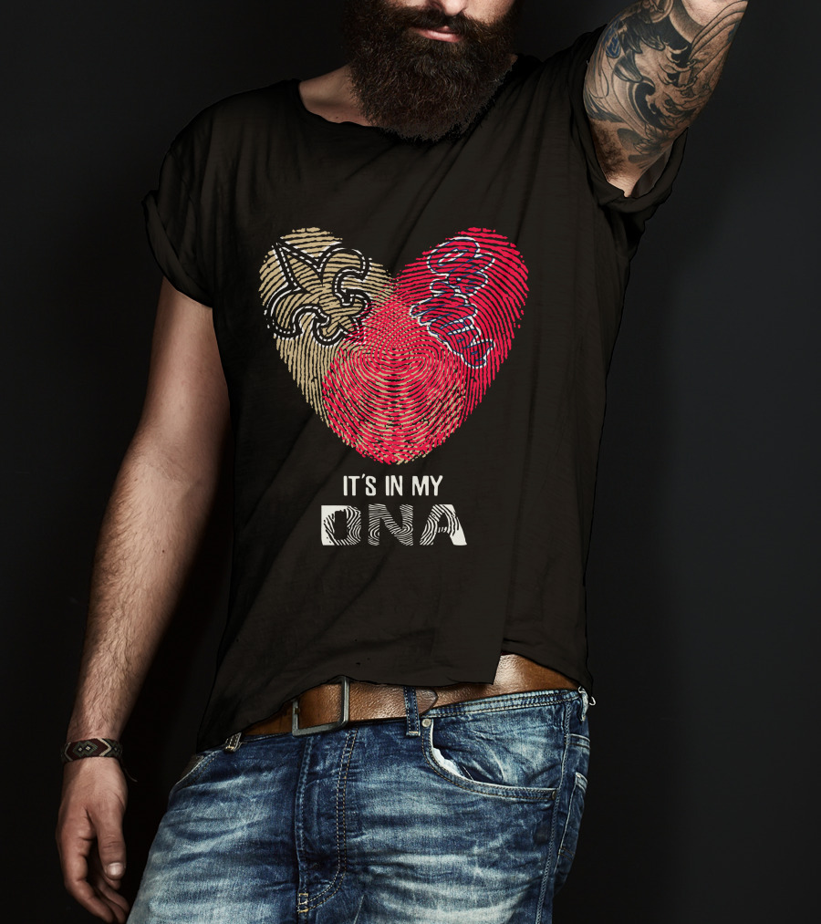 Saints Ole Miss Fingerprint Heart It's In My DNA T-Shirt