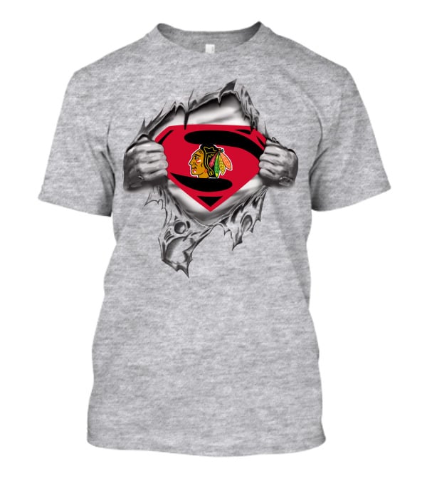 Chicago Blackhawks Superman Logo Emblem Fusion T-Shirt
