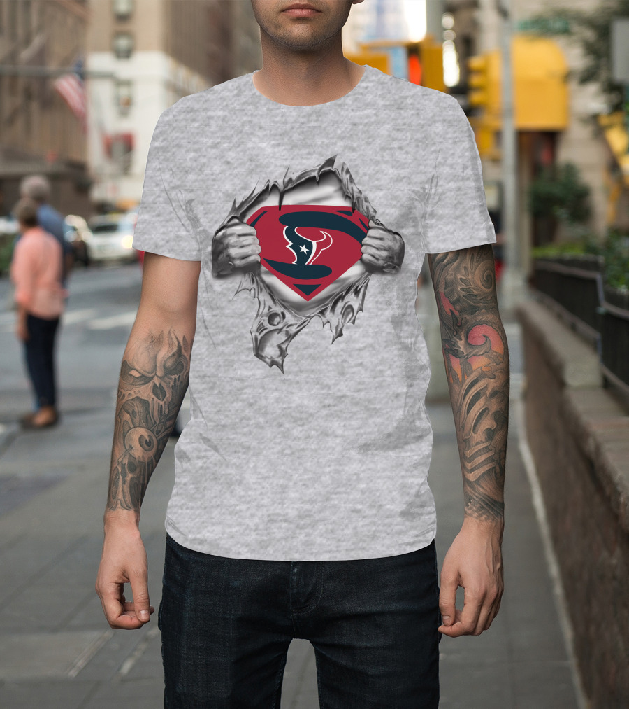 Superman Houston Texans Football Team Logo Fusion T-Shirt