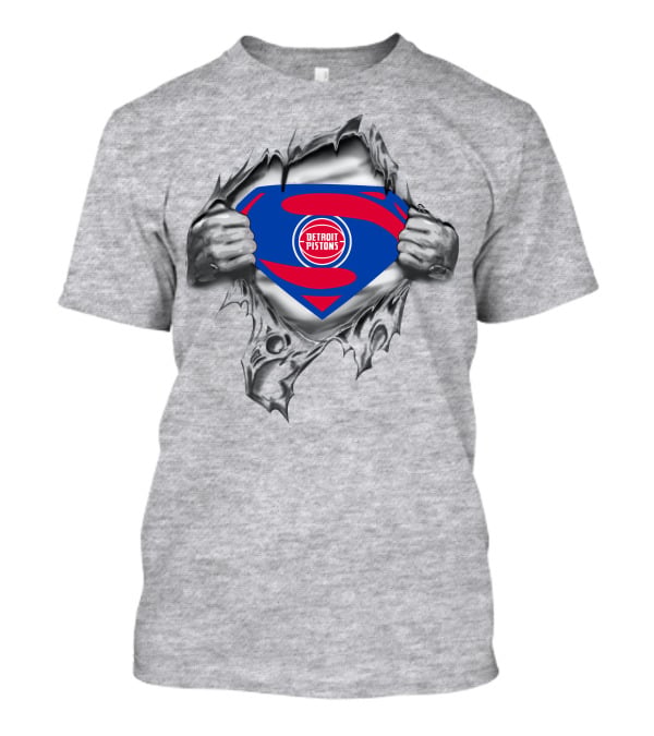 Detroit Pistons Superman Logo Tear Open T-Shirt