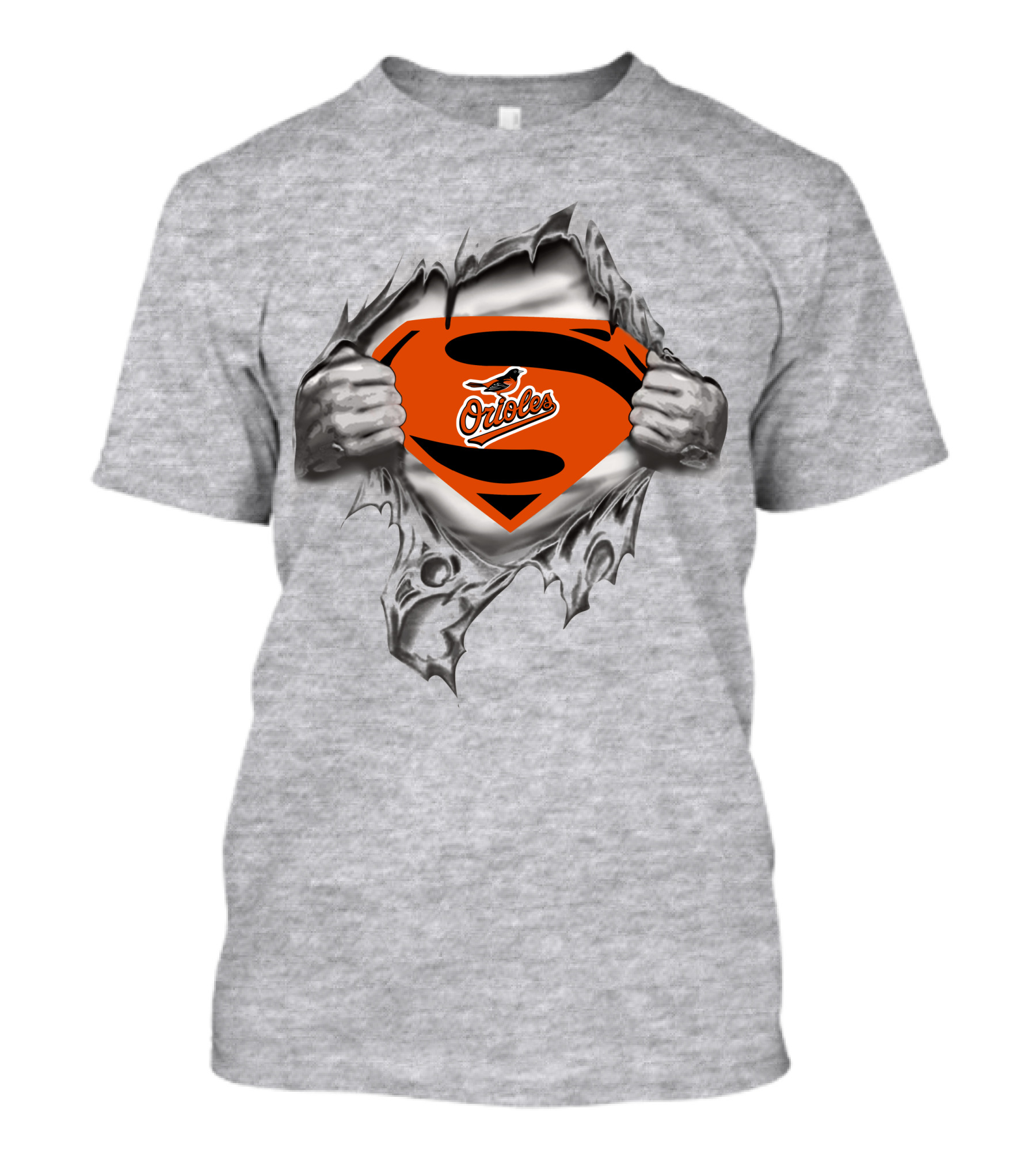 Baltimore Orioles Superman Logo Orioles Bird Crest Rip T-Shirt