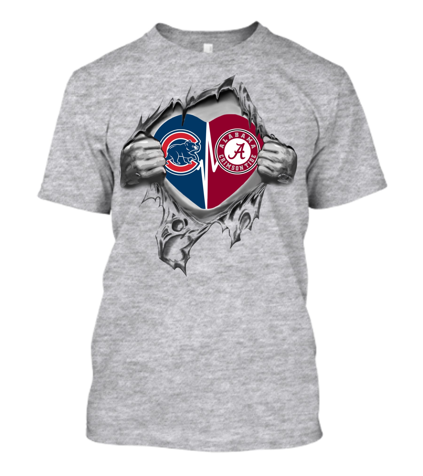 Cubs Alabama Crimson Tide Heart Tear T-Shirt