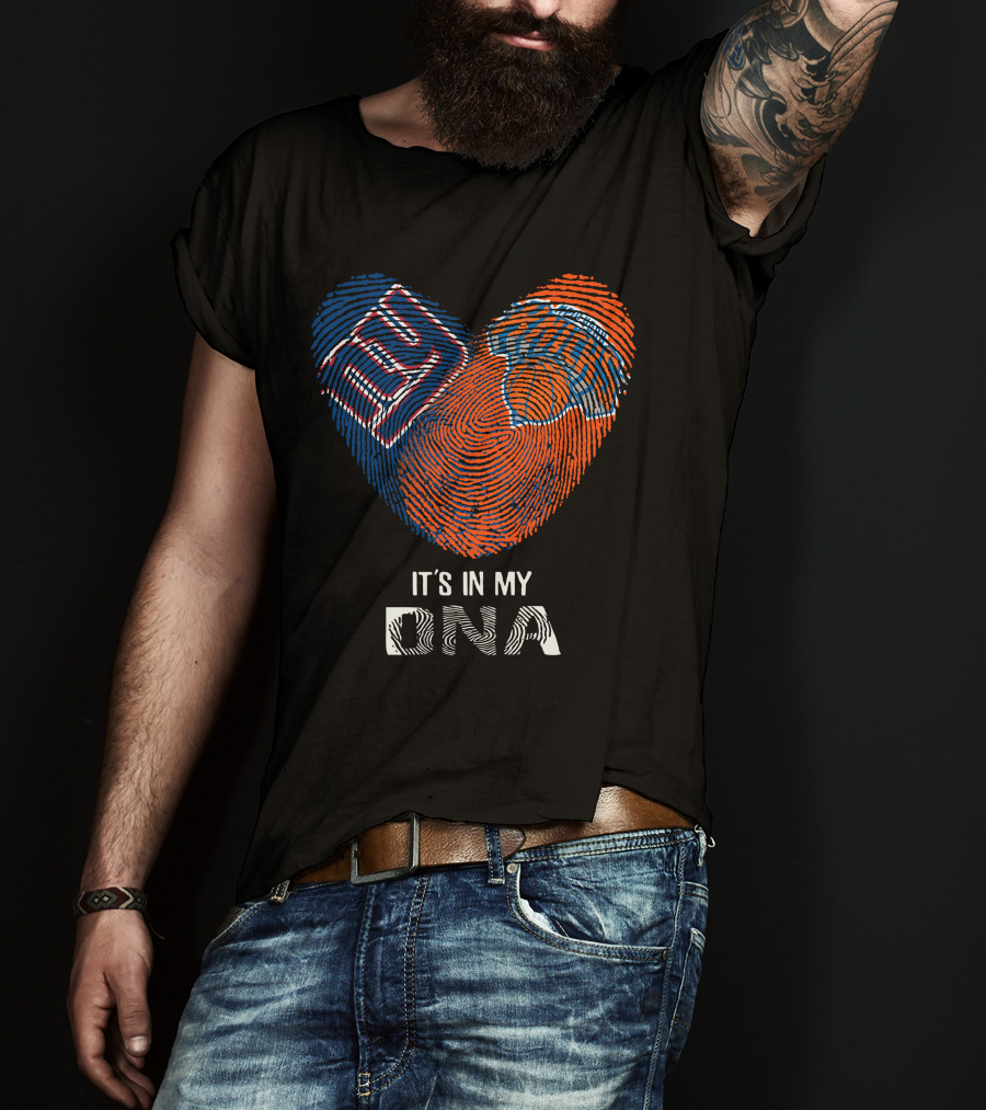 Giants Knicks It's In My DNA Fingerprint Heart T-Shirt