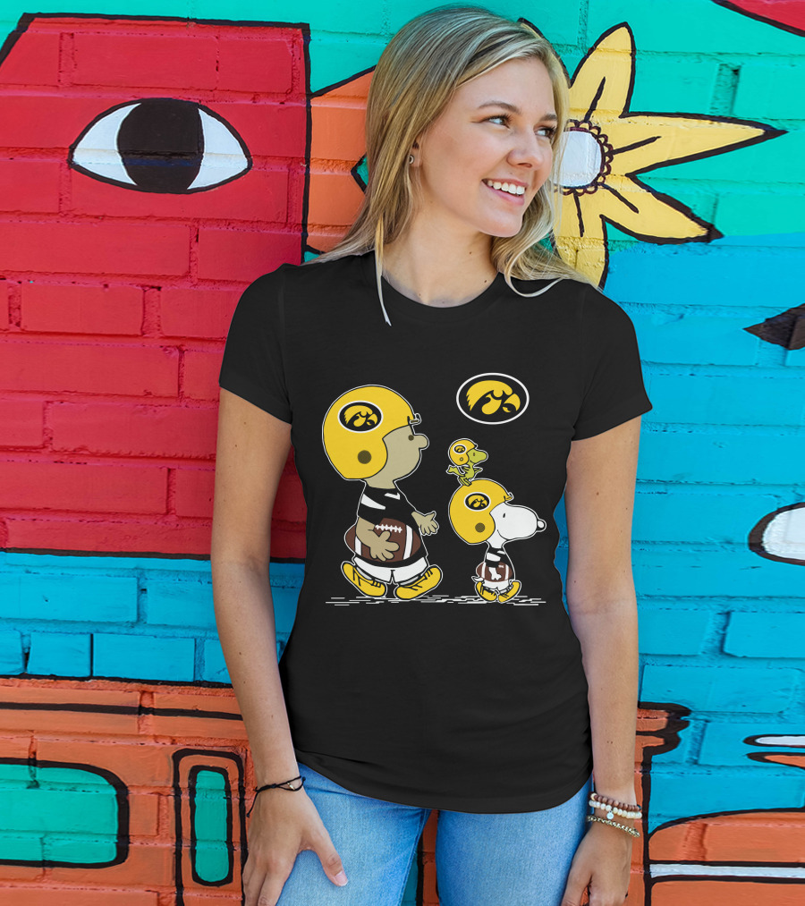 Iowa Hawkeyes Snoopy Football Peanuts Characters With Helmets T-Shirt