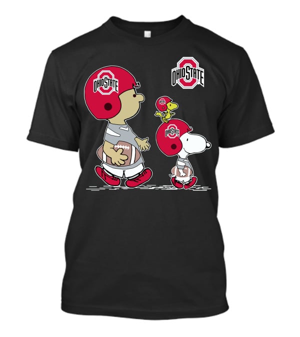 Ohio State Peanuts Snoopy Woodstock Football Team Helmets T-Shirt