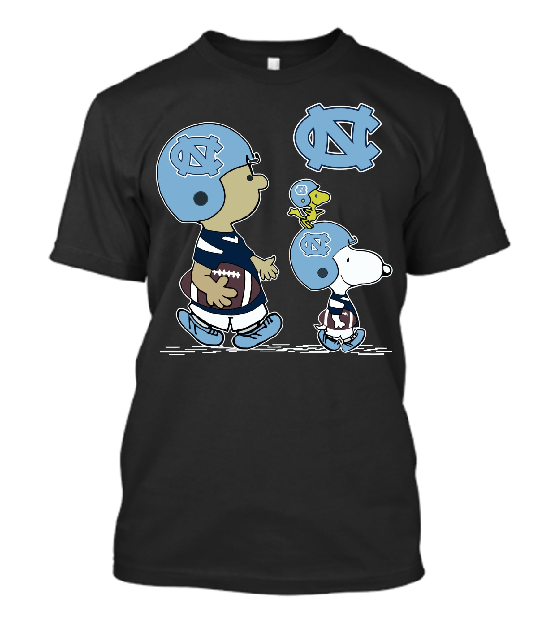 North Carolina Tar Heels Snoopy And Woodstock Football Helmets T-Shirt