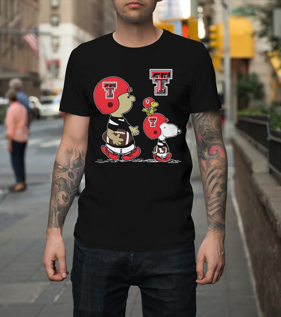 Texas Tech Snoopy Football Peanuts Characters Red Raiders T-Shirt
