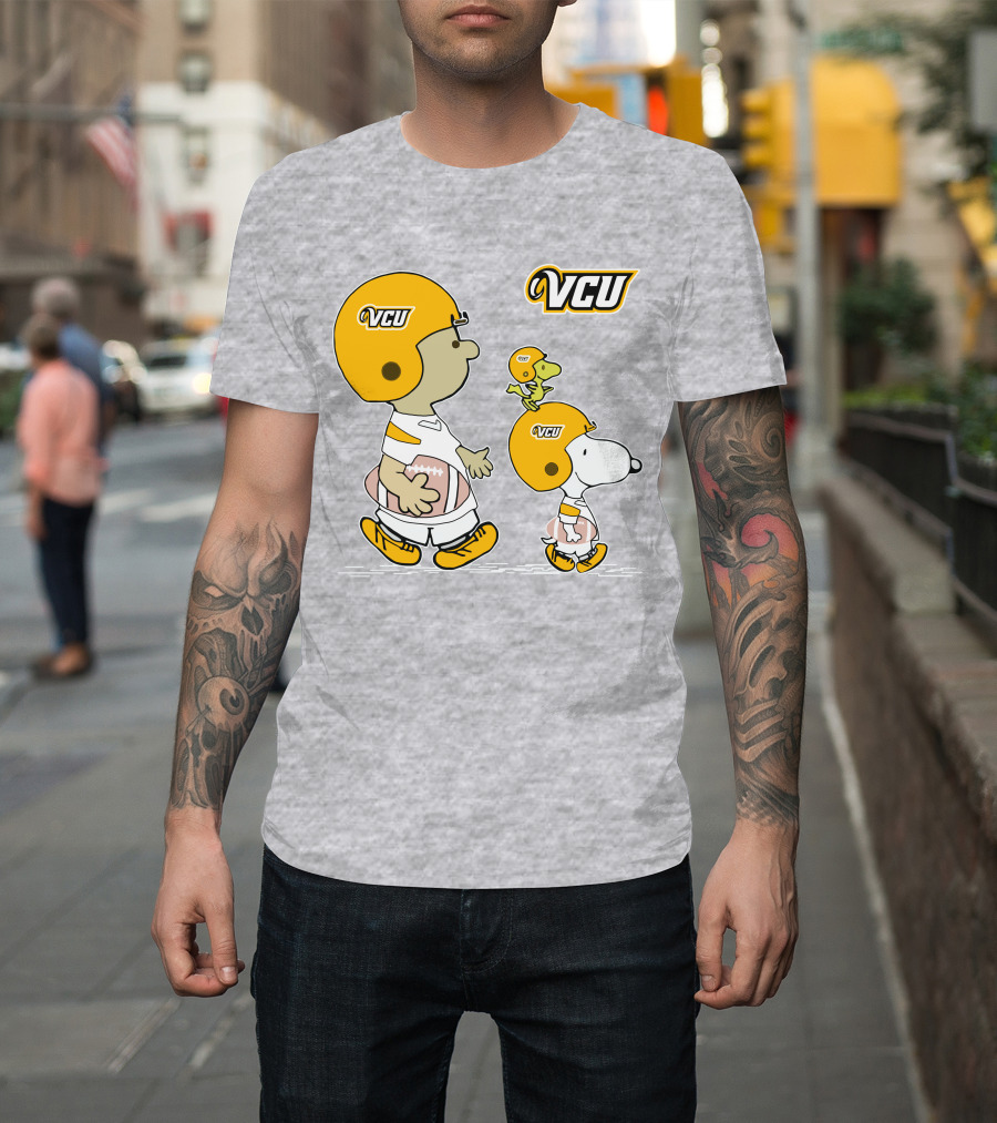 VCU Football Snoopy and Woodstock in Helmets T-Shirt