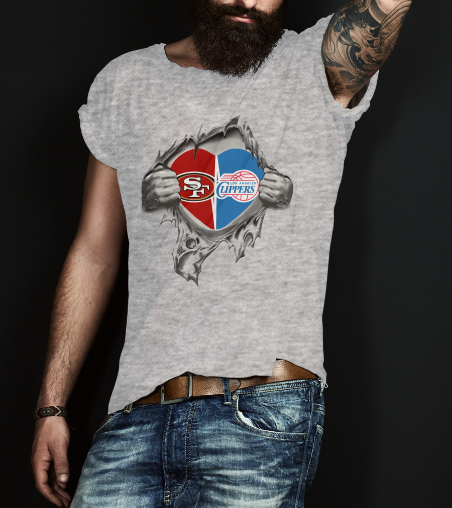 SF 49Ers Los Angeles Clippers Heart T-Shirt