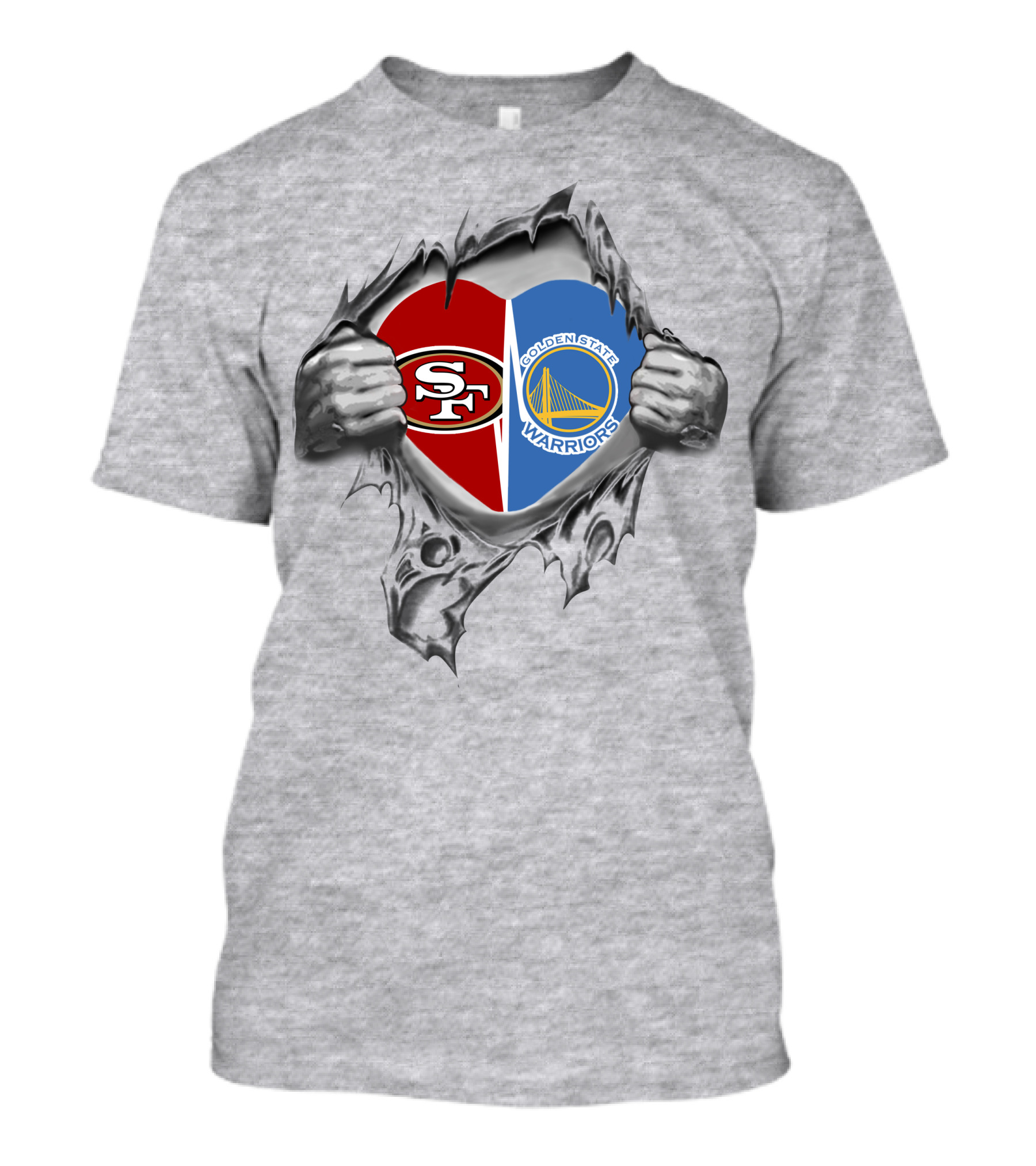 SF 49ers Golden State Warriors Heart Logo With Hands T-Shirt