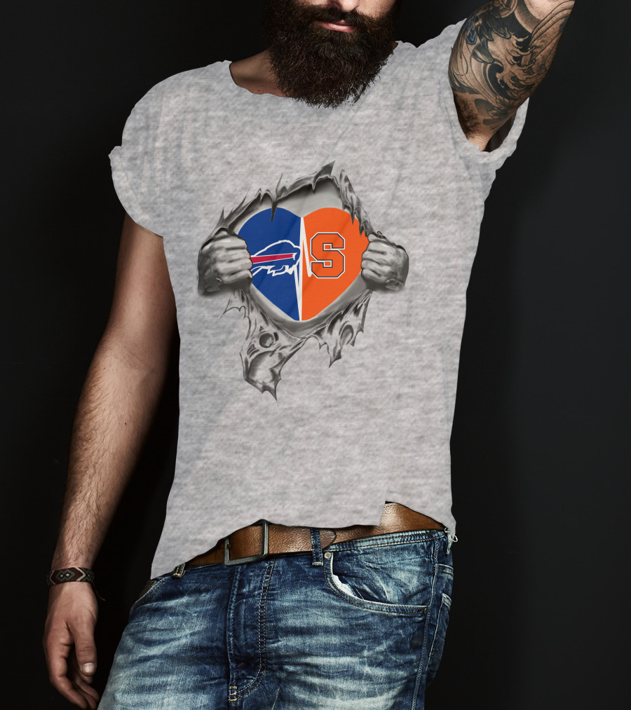Buffalo Bills Syracuse Orange Heart Symbol Fusion T-Shirt
