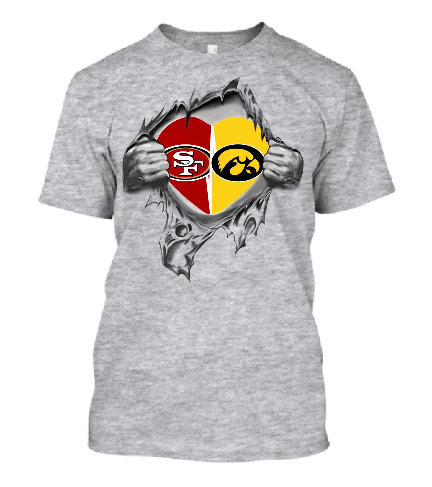 Sf 49ers Iowa Hawkeyes Heart Logo Torn T-Shirt