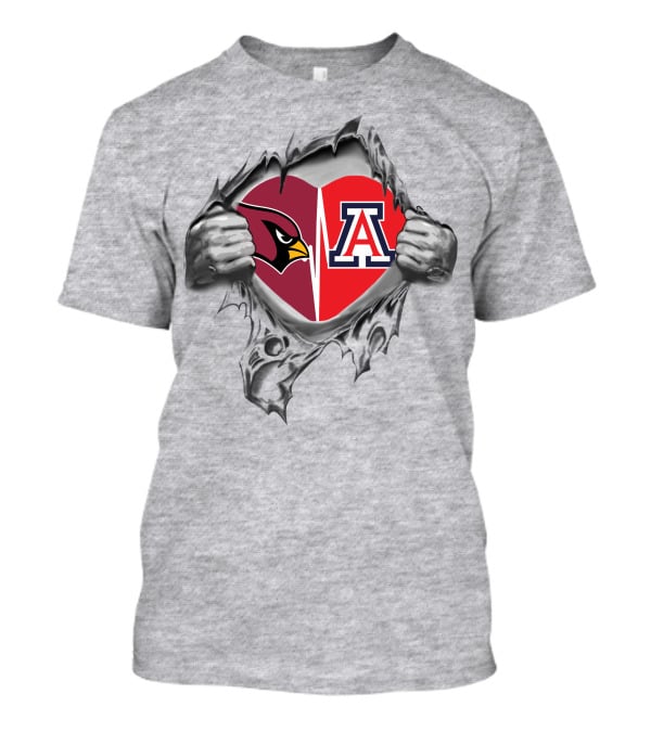 Cardinals Wildcats Arizona Heartbeat Torn Inside Look T-Shirt