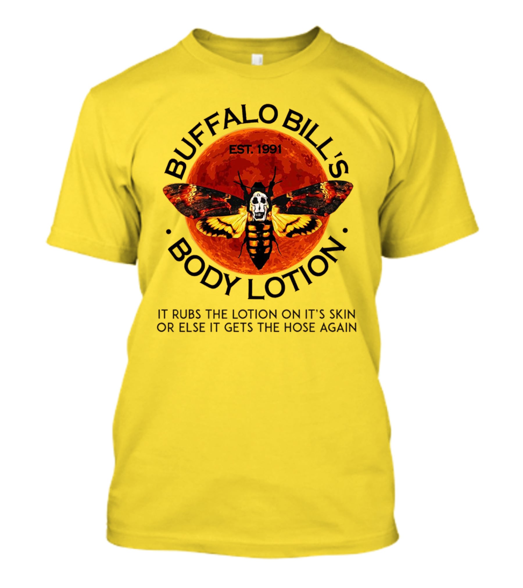 Buffalo Bill's Body Lotion Funny Halloween Horror Moth Skull Vintage 1991 T-Shirt