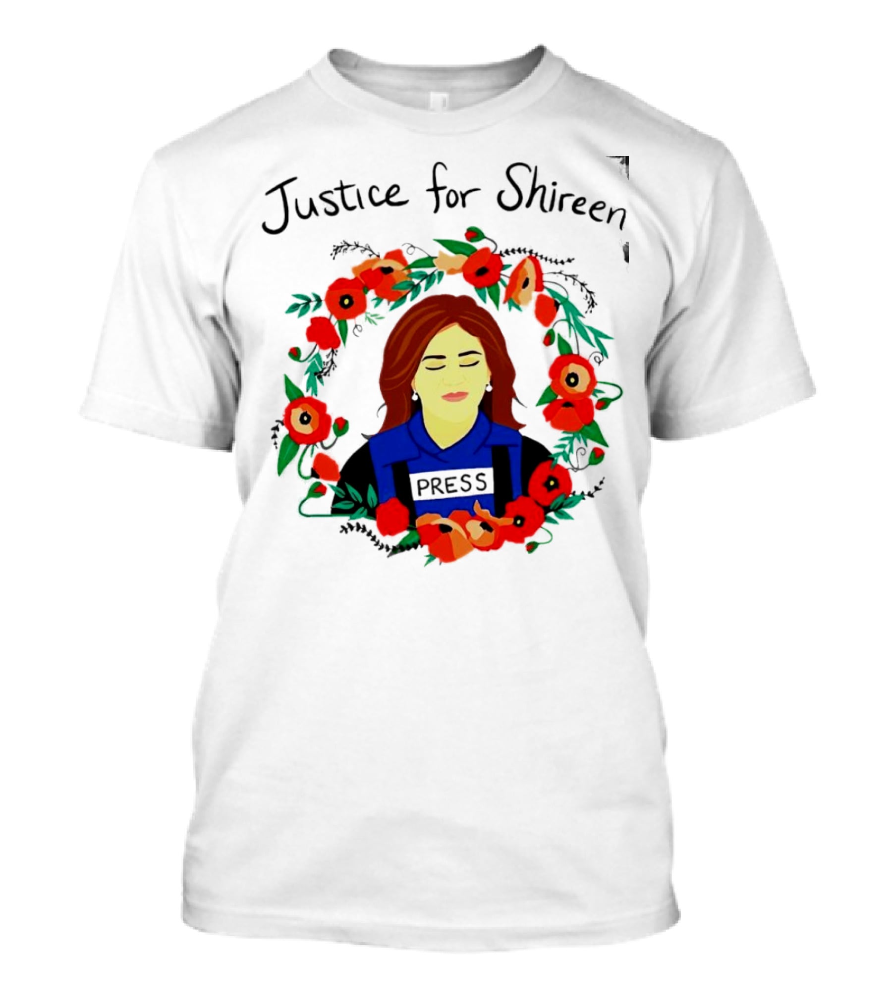 Justice For Shireen Press Floral Wreath T-Shirt