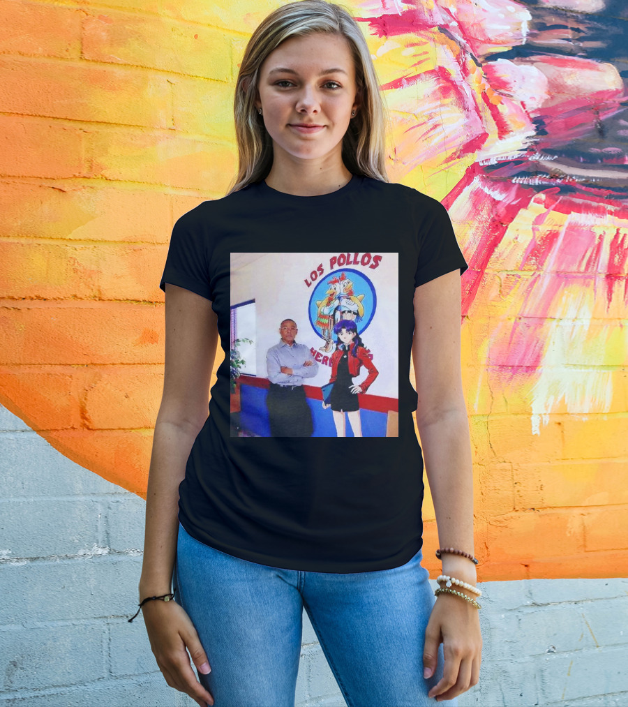 Breaking Bad Los Pollos Hermanos Gus And Evangelion Misato Crossover T-Shirt