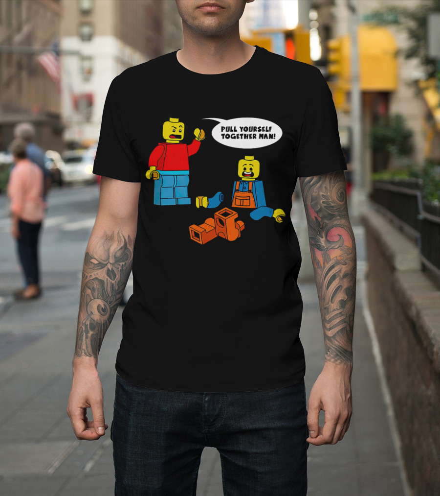 LEGO Figures Pull Yourself Together Man Speech Bubble Playful Scene T-Shirt