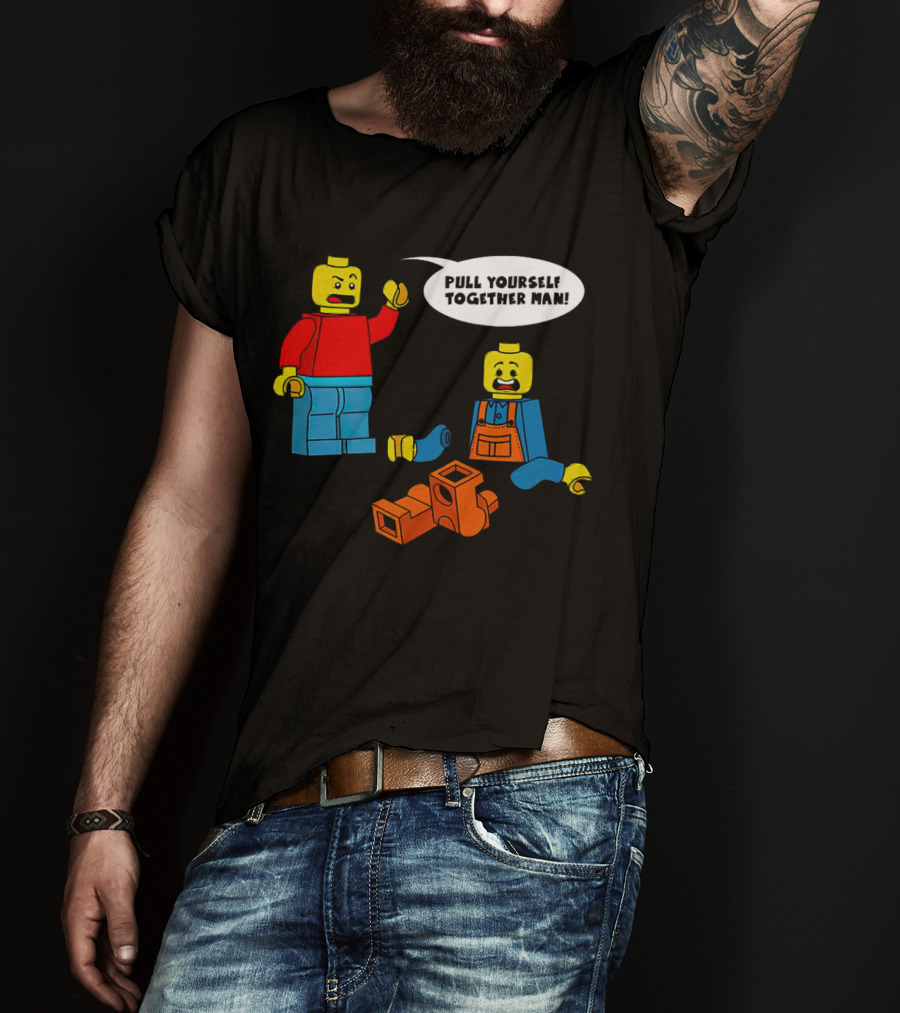 LEGO Figures Pull Yourself Together Man Speech Bubble Playful Scene T-Shirt