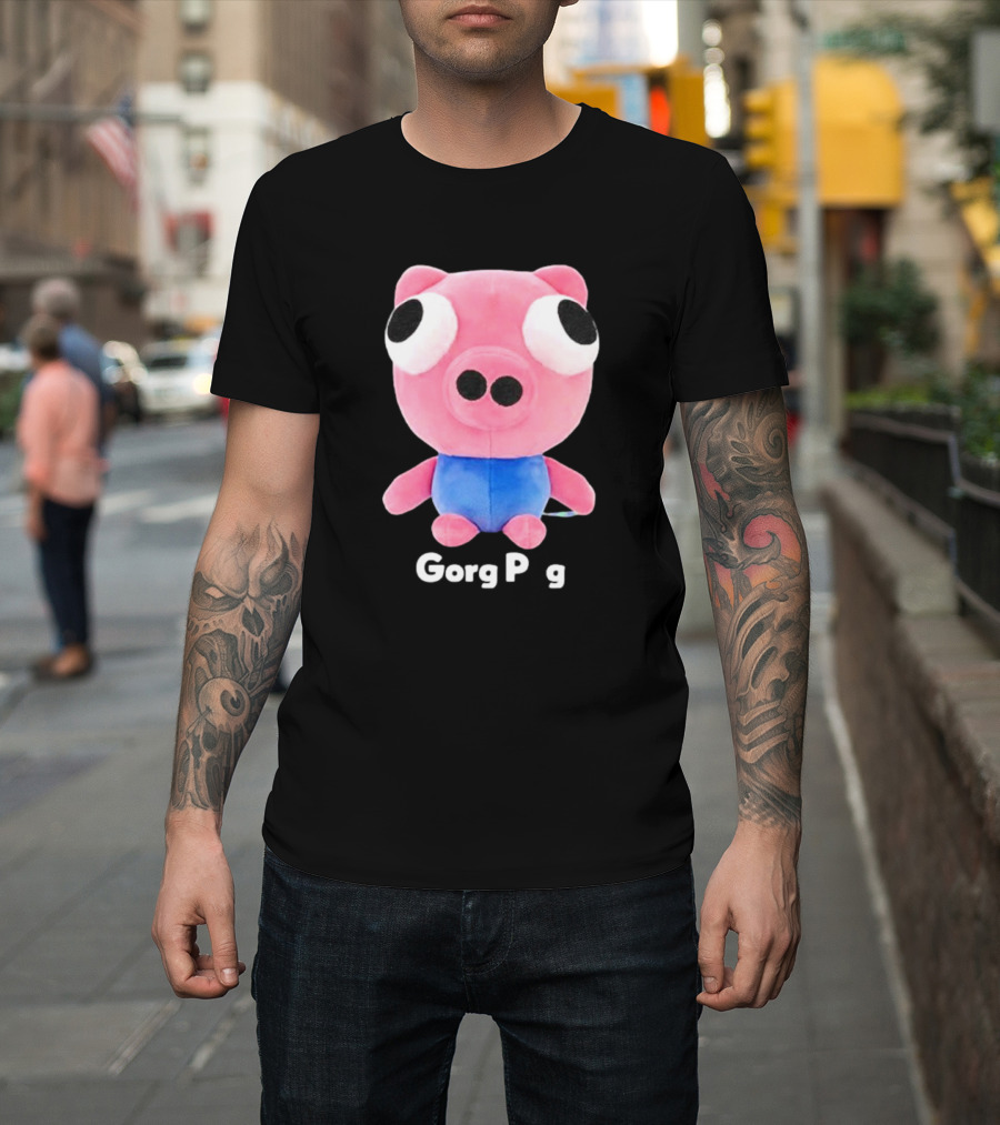 Gorg Pag Pink Pig Character Plush Toy with Blue T-Shirt