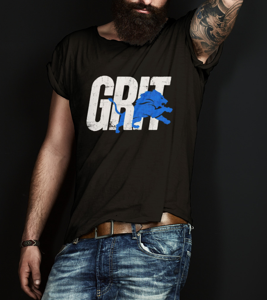 Grit Detroit Lions Blue Lion T-Shirt