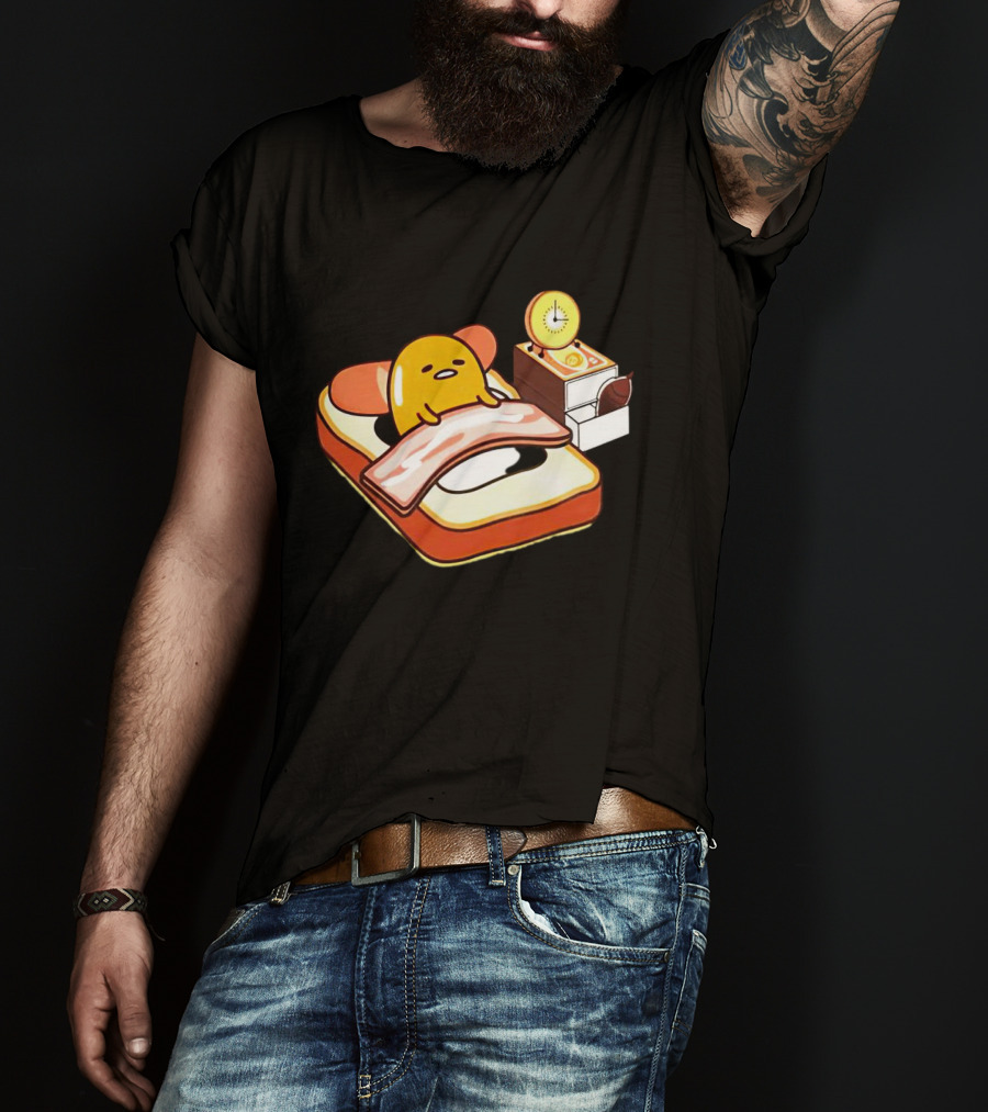 Gudetama Breakfast In Bed With Toast And Bacon T-Shirt