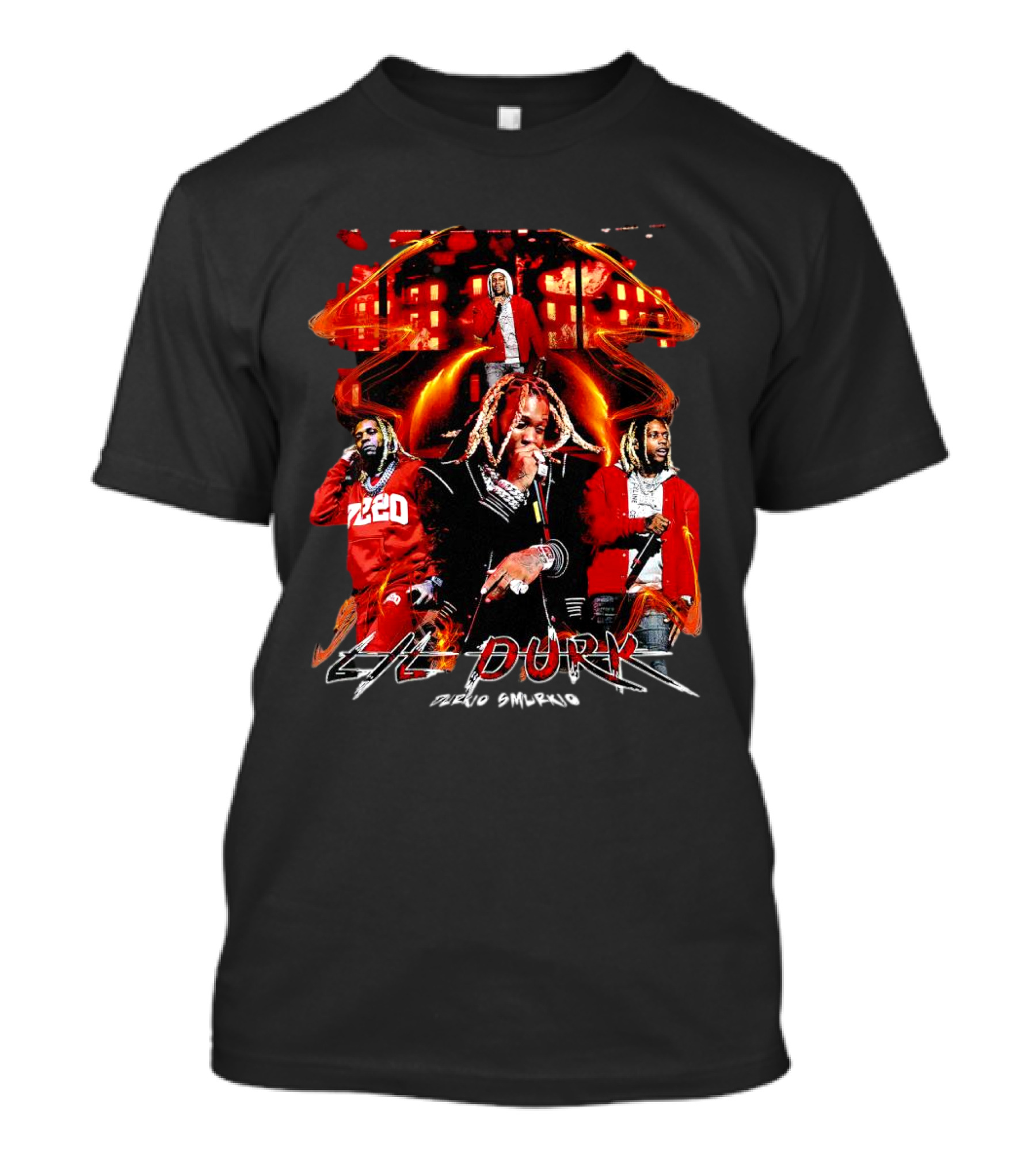 Lil Durk Durkio Smurkio 7220 Rapper Red Jacket Montage T-Shirt