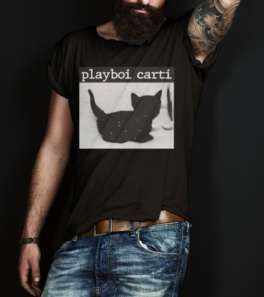 Playboi Carti Starry Black Cat Minimalist Aesthetic T-Shirt