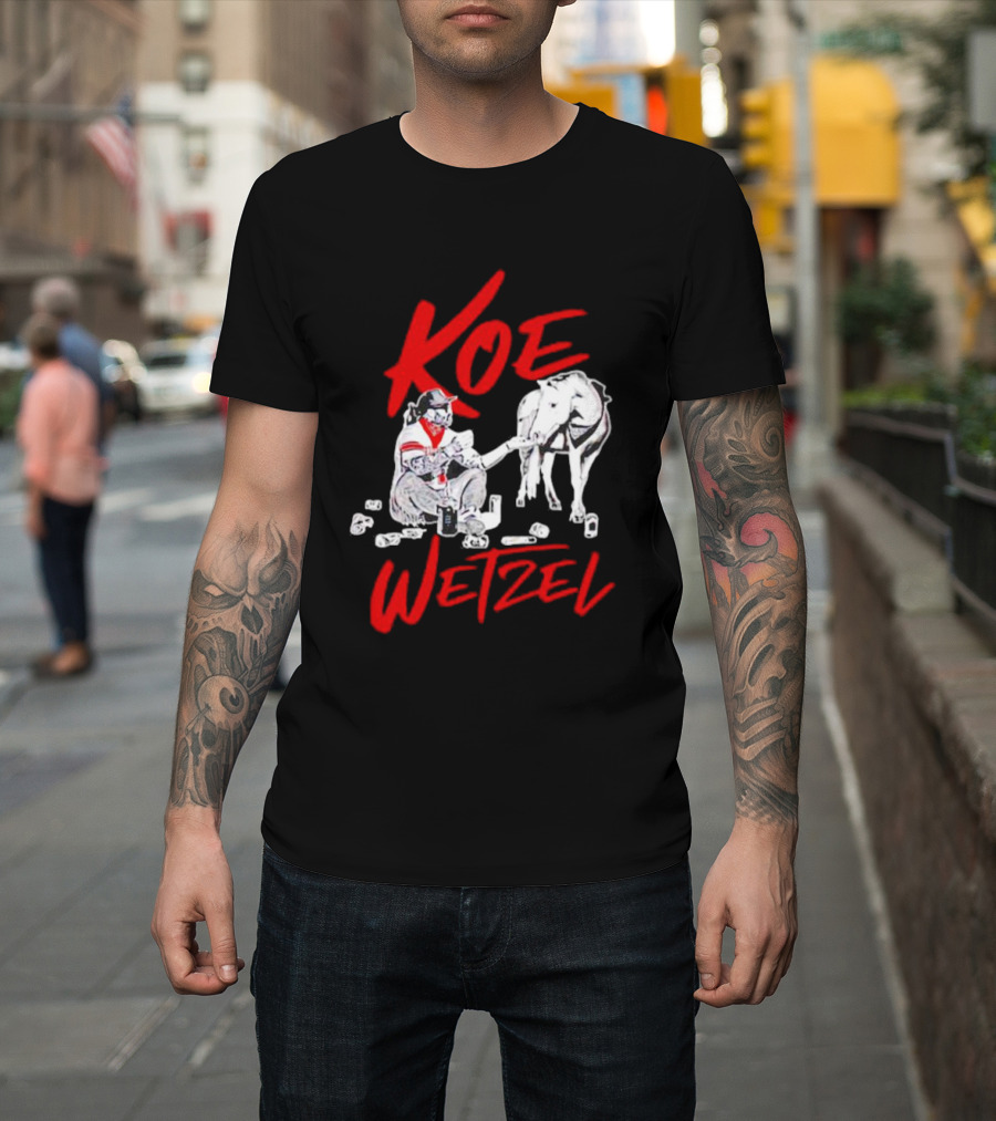 Koe Wetzel Feeding Horse Surrounded By Cans T-Shirt