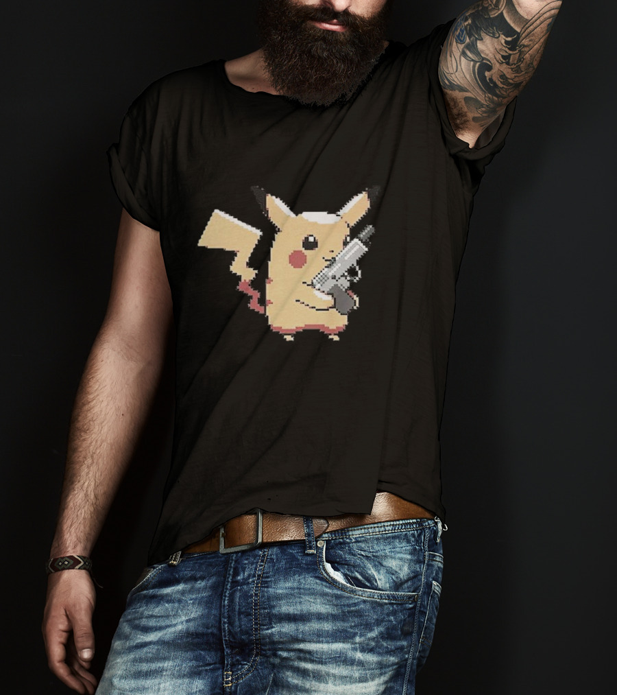 Pikachu Gun Pixelated T-Shirt