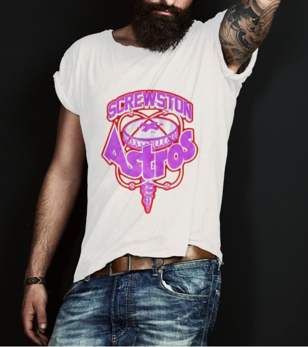 Screwston Astros Purple Neon Baseball Logo Houston Rap Culture T-Shirt
