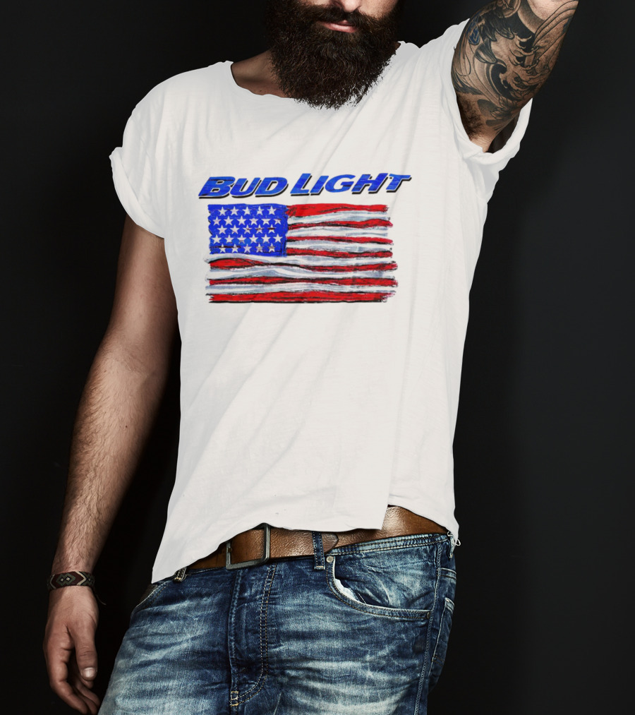 Bud Light American Flag Stars And Stripes Patriotic T-Shirt