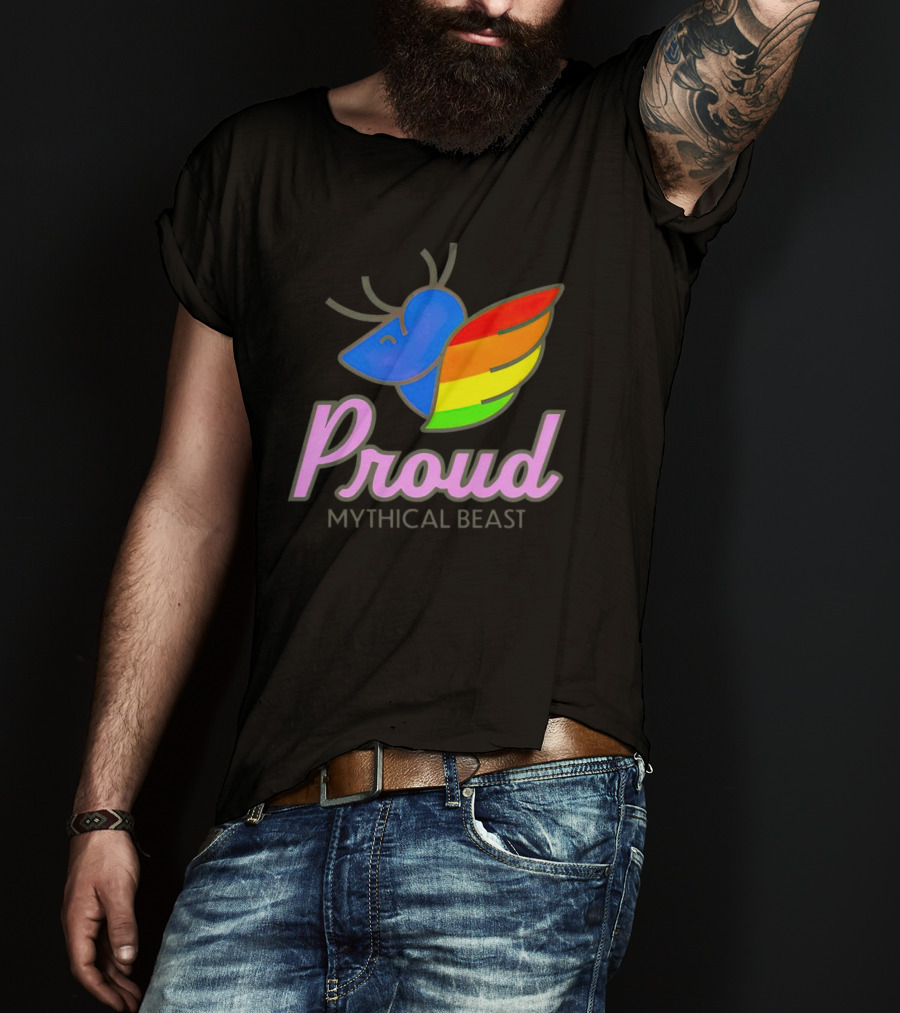 Proud Mythical Beast Rainbow Antler Wing T-Shirt