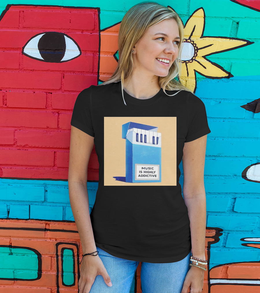 Music Is Highly Addictive Piano Cigarette Pack Visual T-Shirt