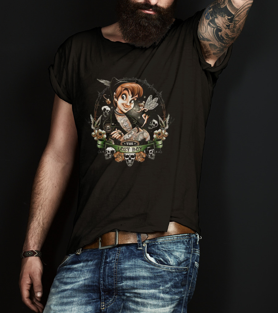 Peter Pan The Lost Boy Fairy Skulls Tattoo T-Shirt