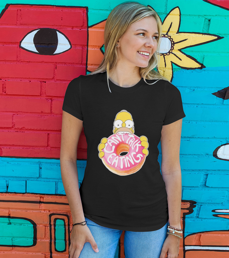 The Simpsons Homer Can't Talk Eating Donut T-Shirt