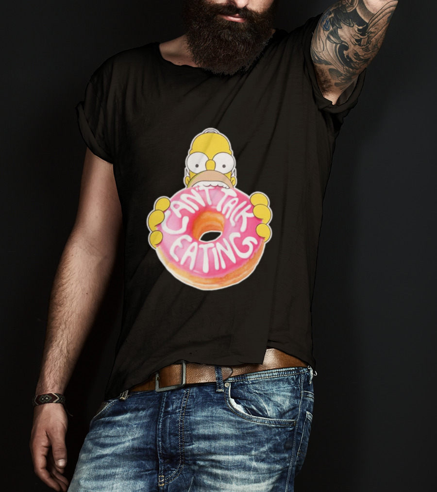The Simpsons Homer Can't Talk Eating Donut T-Shirt
