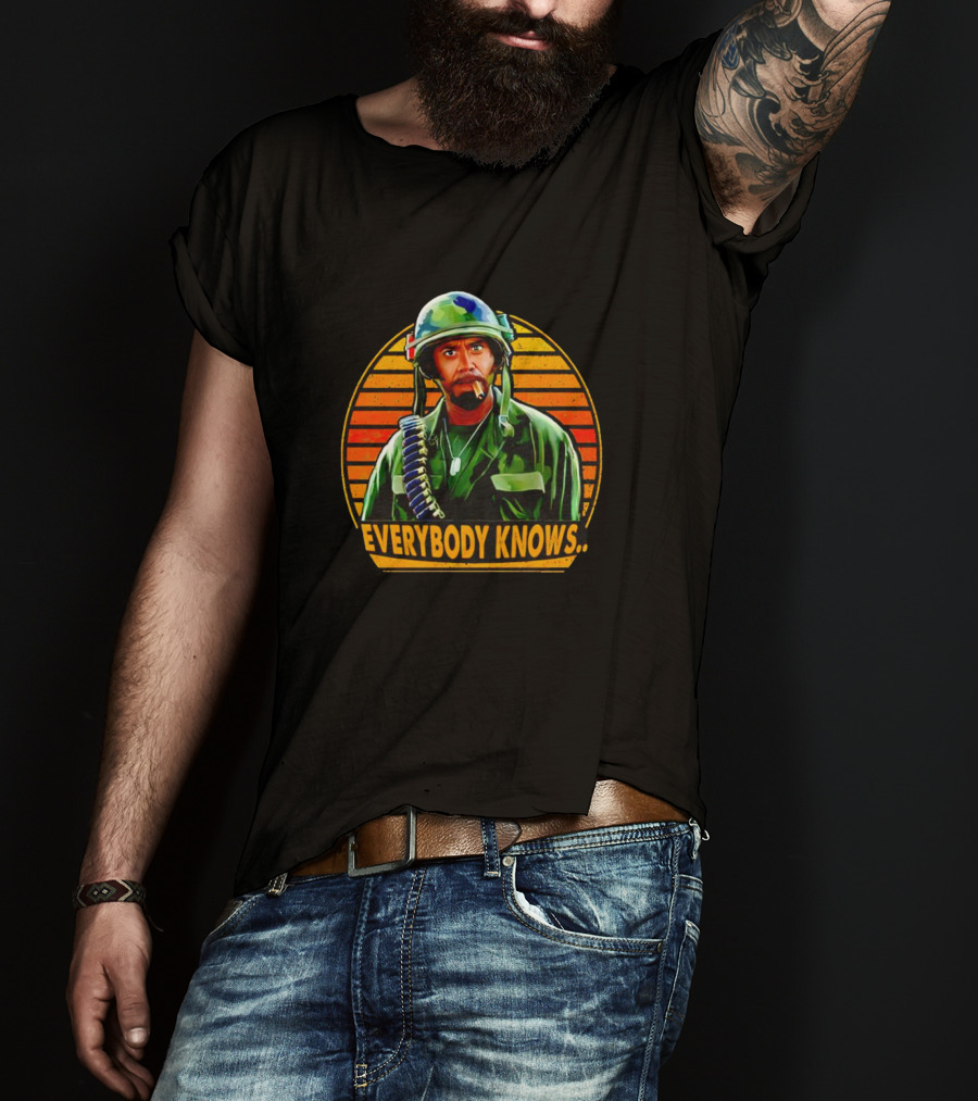 Everybody Knows Army Vintage Soldier Retro Sunset T-Shirt