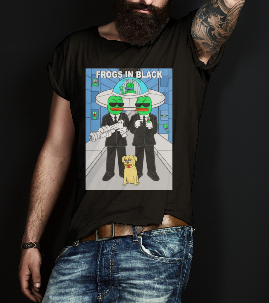 Frogs In Black T-Shirt