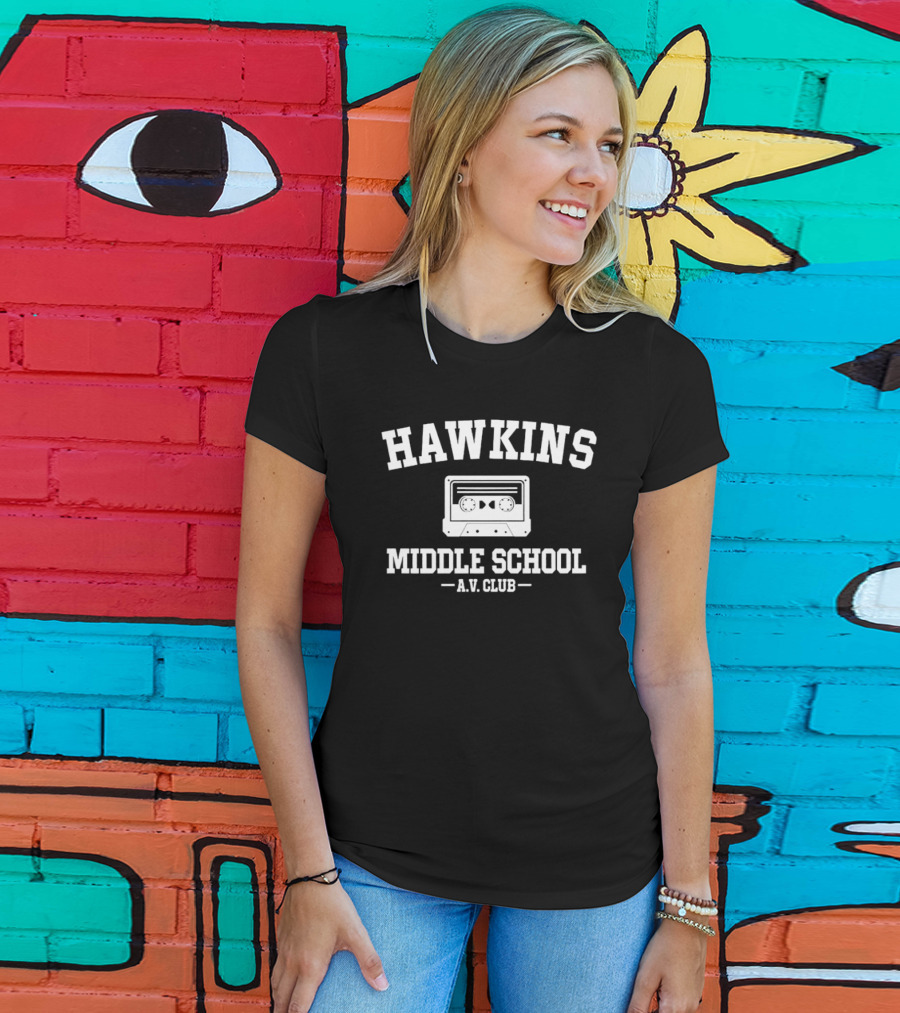 Hawkins Middle School A.V. Club Cassette Tape Retro T-Shirt