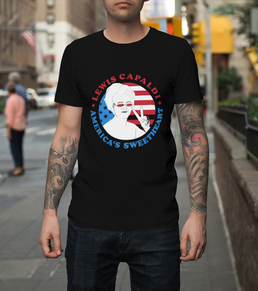 Lewis Capaldi America’s Sweetheart Peace Sign And Flag T-Shirt