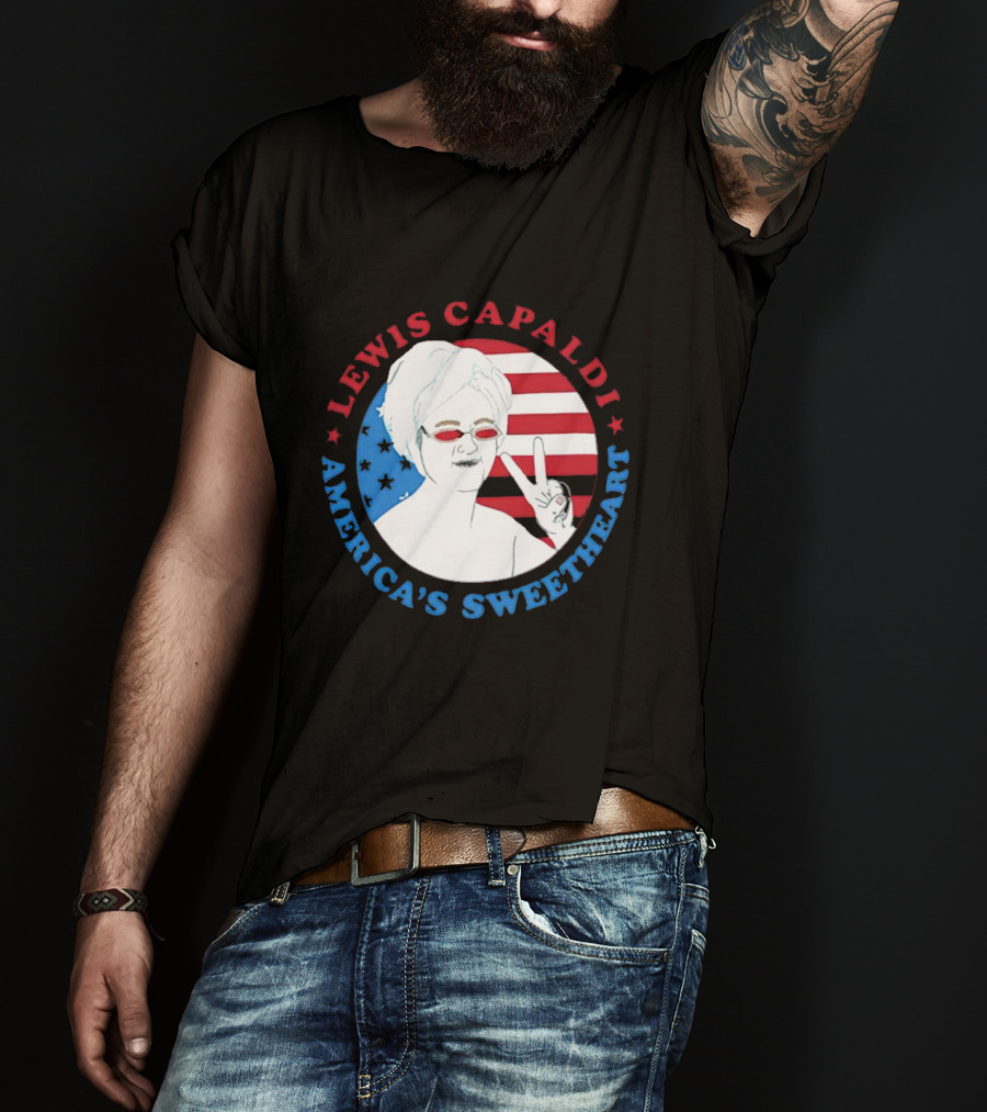 Lewis Capaldi America’s Sweetheart Peace Sign And Flag T-Shirt