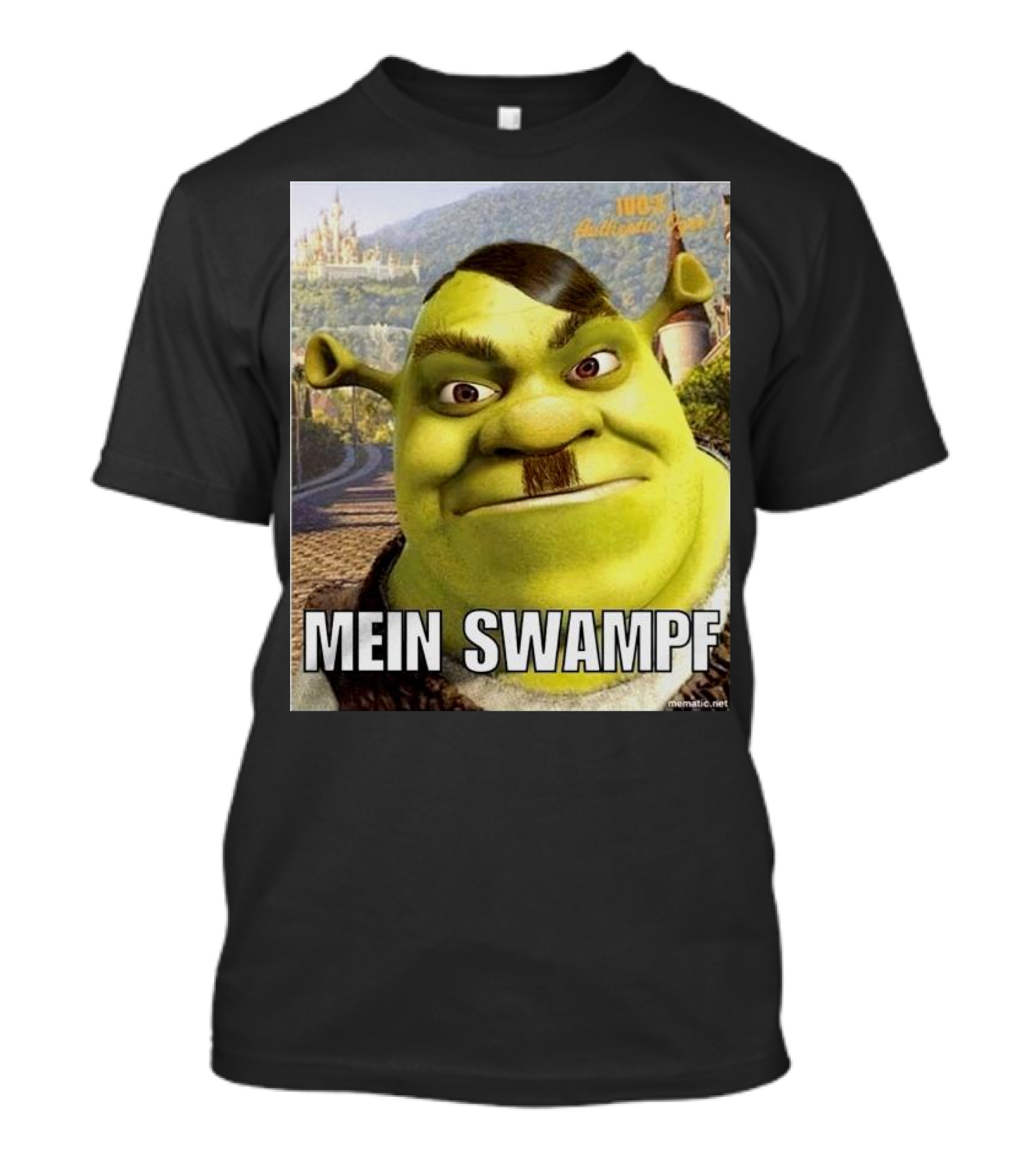 Shrek Mein Swampf Mematic Pixel Art Castle Background T-Shirt