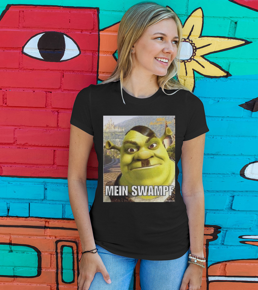 Shrek Mein Swampf Mematic Pixel Art Castle Background T-Shirt