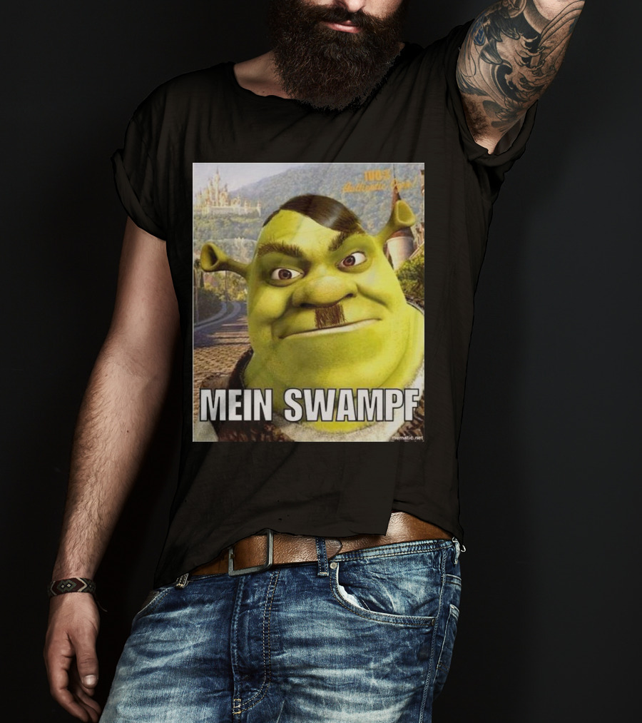 Shrek Mein Swampf Mematic Pixel Art Castle Background T-Shirt