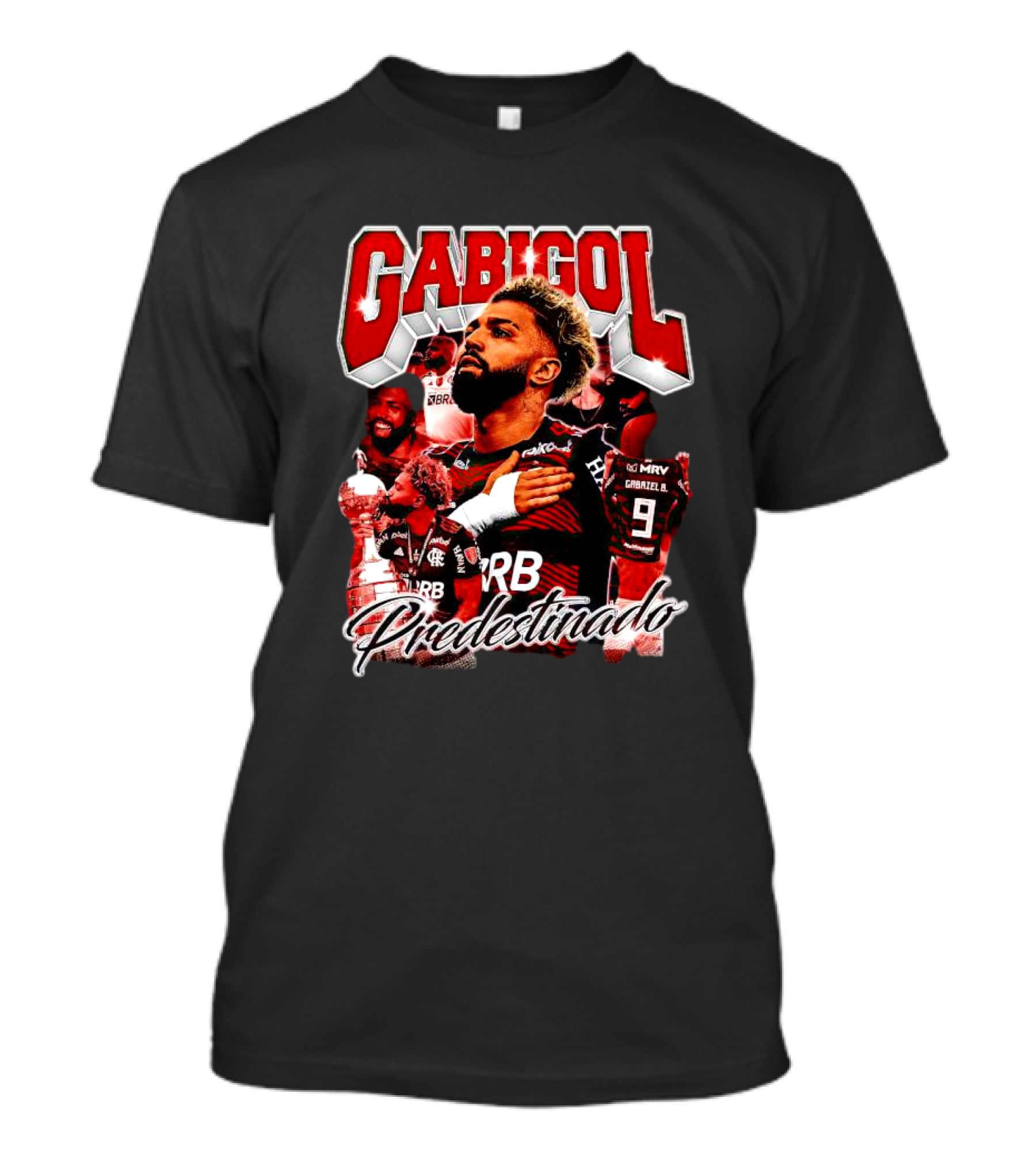 Gabigol Predestinado Flamengo Trophy Celebration Collage T-Shirt